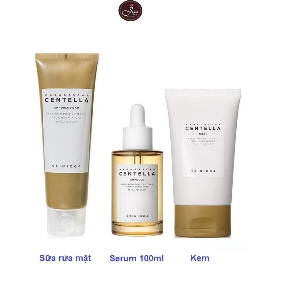 Bộ 3 Sản Phẩm Dưỡng Da Giảm Mụn, Phục Hồi Da Skin1004 Madagascar Centella Asiatica gồm Sửa rữa mặt 125ml Serum 55ml hoặc 100ml Kem 75ml - Bộ Gồm 2 sp Srm kem và Serum 100ml