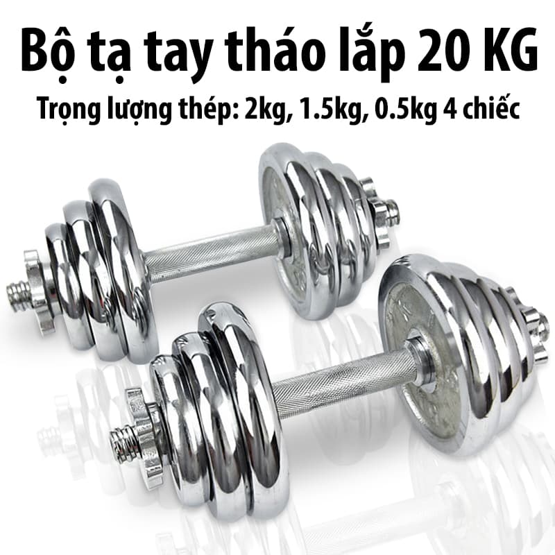 Bộ tạ tay cao cấp mẫu KIM LOẠI đa năng điều chỉnh mới nhất có thanh nối tạ hàng nhập khẩu - 20kg
