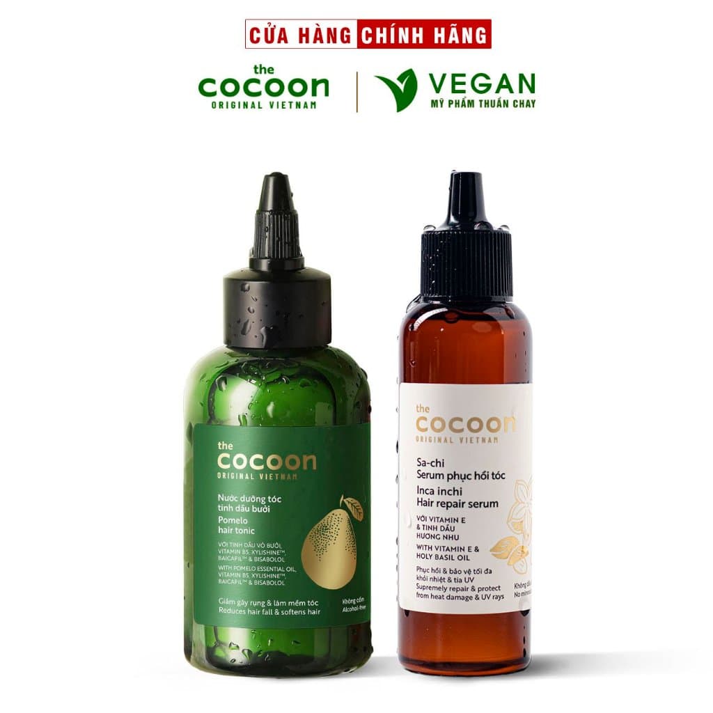 Combo Nước dưỡng tóc bưởi pomelo Cocoon 140ml Serum Sa-chi phục hồi tóc COCOON 70ml