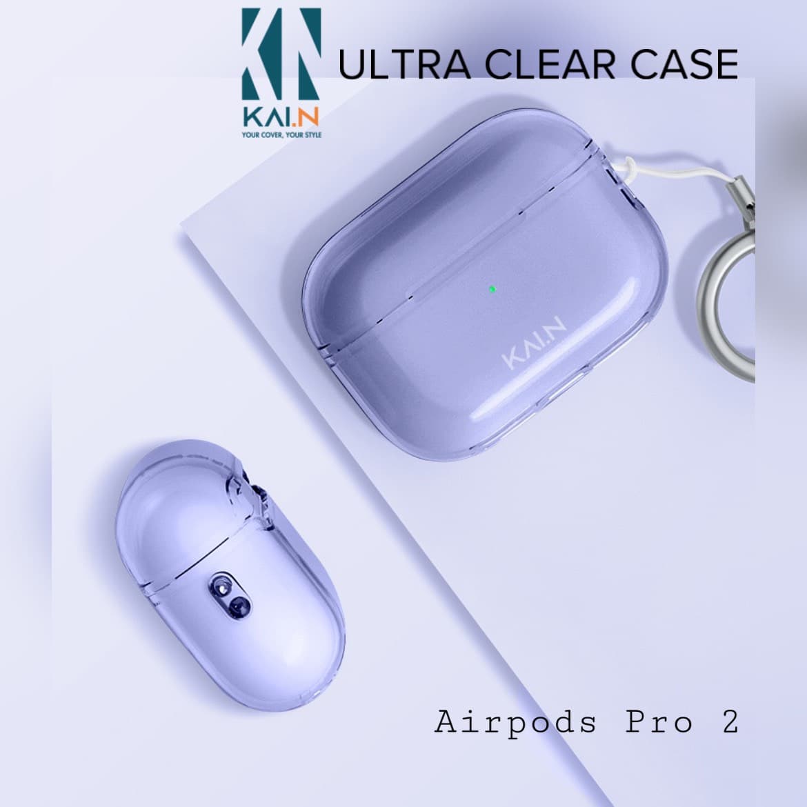 Ốp Kai.N Ultra Clear Dành Cho Airpods Pro 2 Hàng chính hãng - Purple