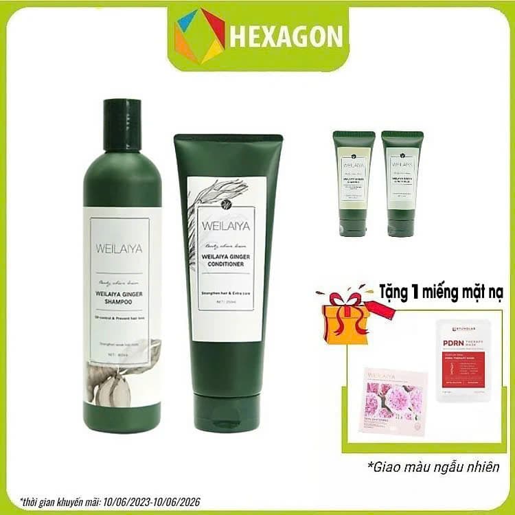 Dầu Gội Cặp Weilaiya Thảo Dược Mọc Tóc Hỗ Trợ Trị Gàu Dưỡng Tóc, Đen Tóc Cho Tóc Nhuộm Tinh Chất Gừng Cao Cấp Chiết Xuất 100 Từ Thiên Nhiên Không Chứa Sunfat Tạo Bọt Gội 400ml- Xả 250ml- Sản Phẩm Chính Hãng