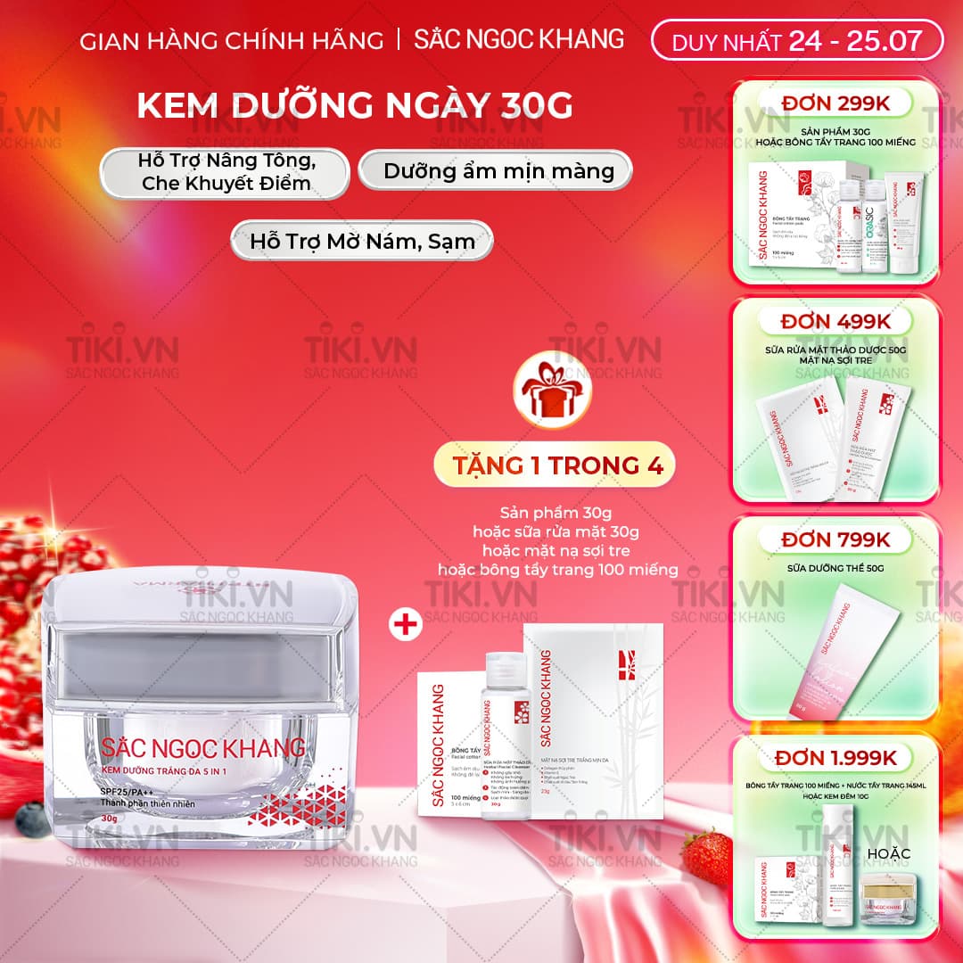 Kem dưỡng da Sắc Ngọc Khang 5 trong 1 ban ngày 30g giúp nuôi dưỡng làn da sáng khỏe, mờ thâm nám ngăn ngừa lão hóa