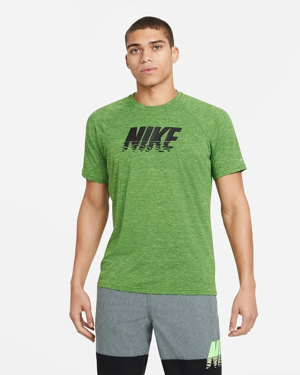 Nike Swim - Áo Tay Ngắn Thể Thao Nam - Short Sleeve Hydroguard - GREEN STRIKE