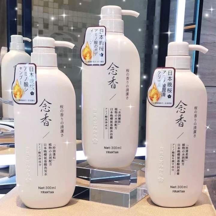 Bộ 3 Sữa Tắm - Dầu Gội - Dầu Xả Hoa Anh Đào 300ml - Combo 3 Siêu Rẻ - Dưỡng Ẩm Sạch Da Sạch Gàu Mềm Mượt Tóc Hương Thơm Sakura Nhật Bản - tươi shop