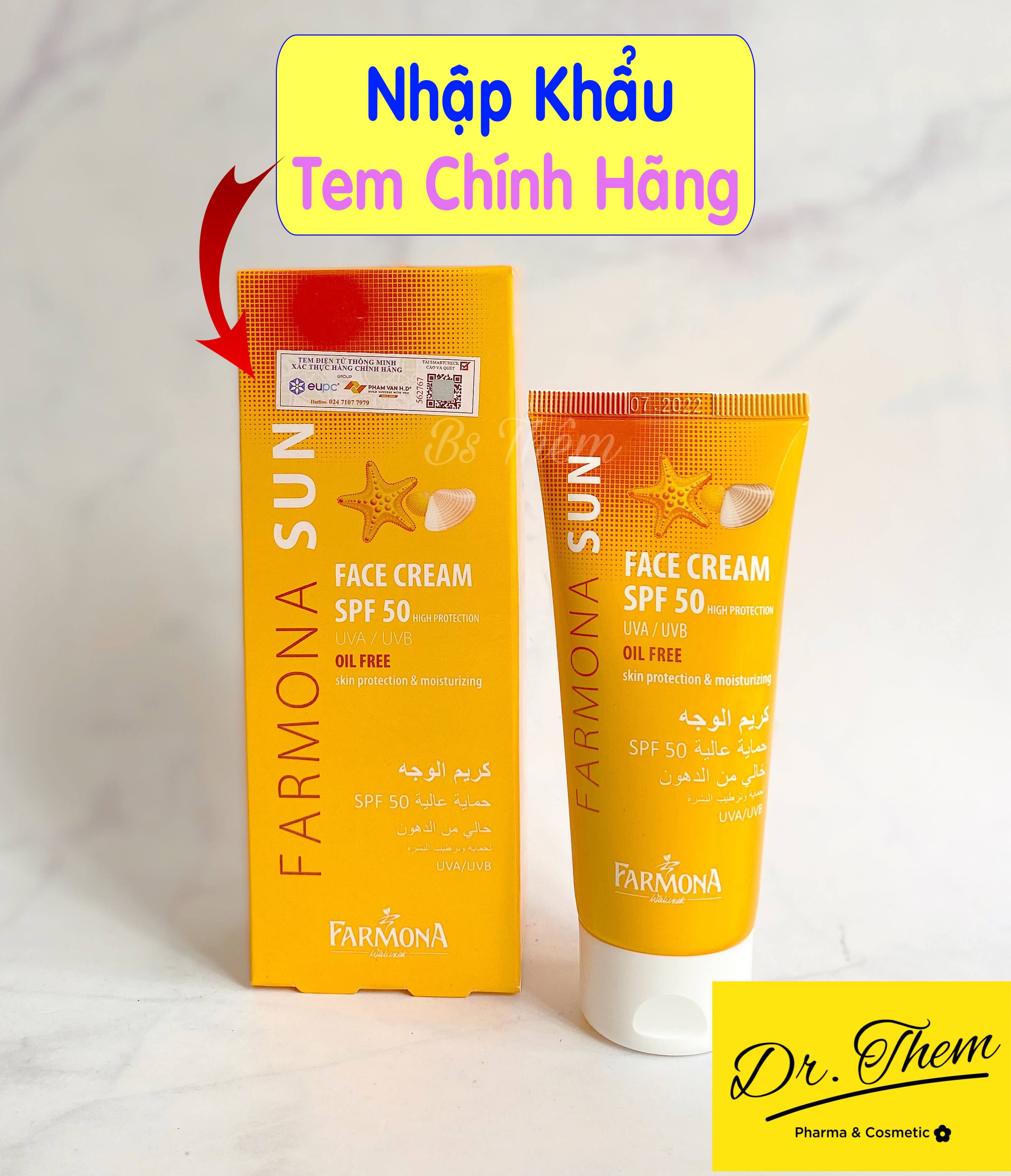 Kem Chống Nắng Farmona Sun Face Cream Oil Free Spf50 Cho Da Dầu Mụn 50ml Không Chứa Dầu Cho Da Mặt spf 50 - Dr Thêm