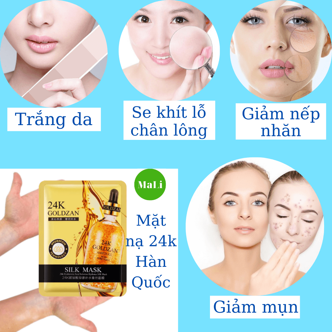 Mặt nạ dưỡng trắng da se khít lỗ chân lông giảm thâm mụn nếp nhăn vàng nano 24k Goldzan chính hãng Hàn Quốc 30ml/1 cái