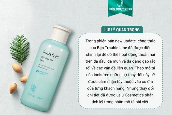 Nước hoa Hồng cân bằng Innisfree Bija Trouble Skin cho da dầu mụn tách sét