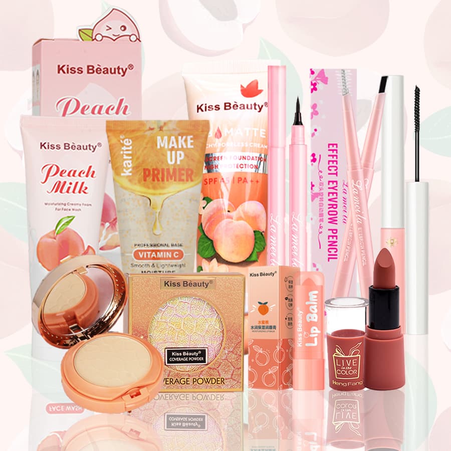 【Kiss Belle Shop】 Bộ trang điểm tiện lợi 9 món từ a đến z bộ makeup đầy đủ set trang điểm chuyên nghiệp Sữa rửa mặt+ Kem dưỡng ẩm+Kem nền+Phấn trang điểm+ Bút dạ kẻ mắt+ Chì kẻ mày + Chuốt mi + son dưỡng môi+Son môi