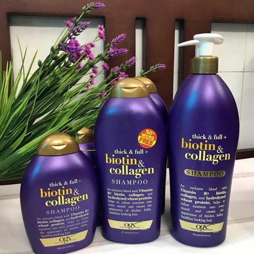 Dầu gội và xả ngăn rụng tóc Biotin & Collagen màu tím Mỹ 385ml và 577ml và 750ml