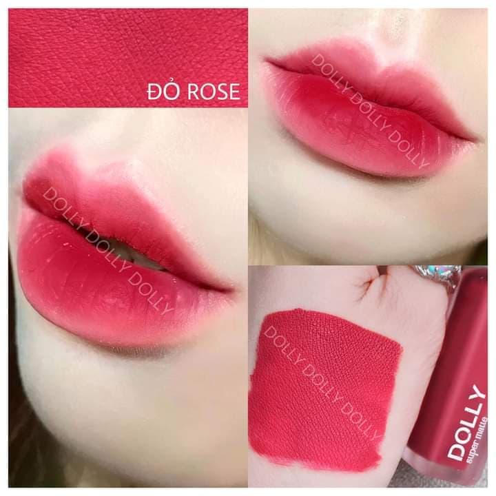 Son Kem Lì Dolly Super Matte chính hãng Không Chì màu đỏ rose