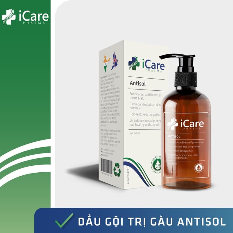 Dầu gội trị gàu ngứa da đầu Antisol - Thương hiệu iCare Pharma