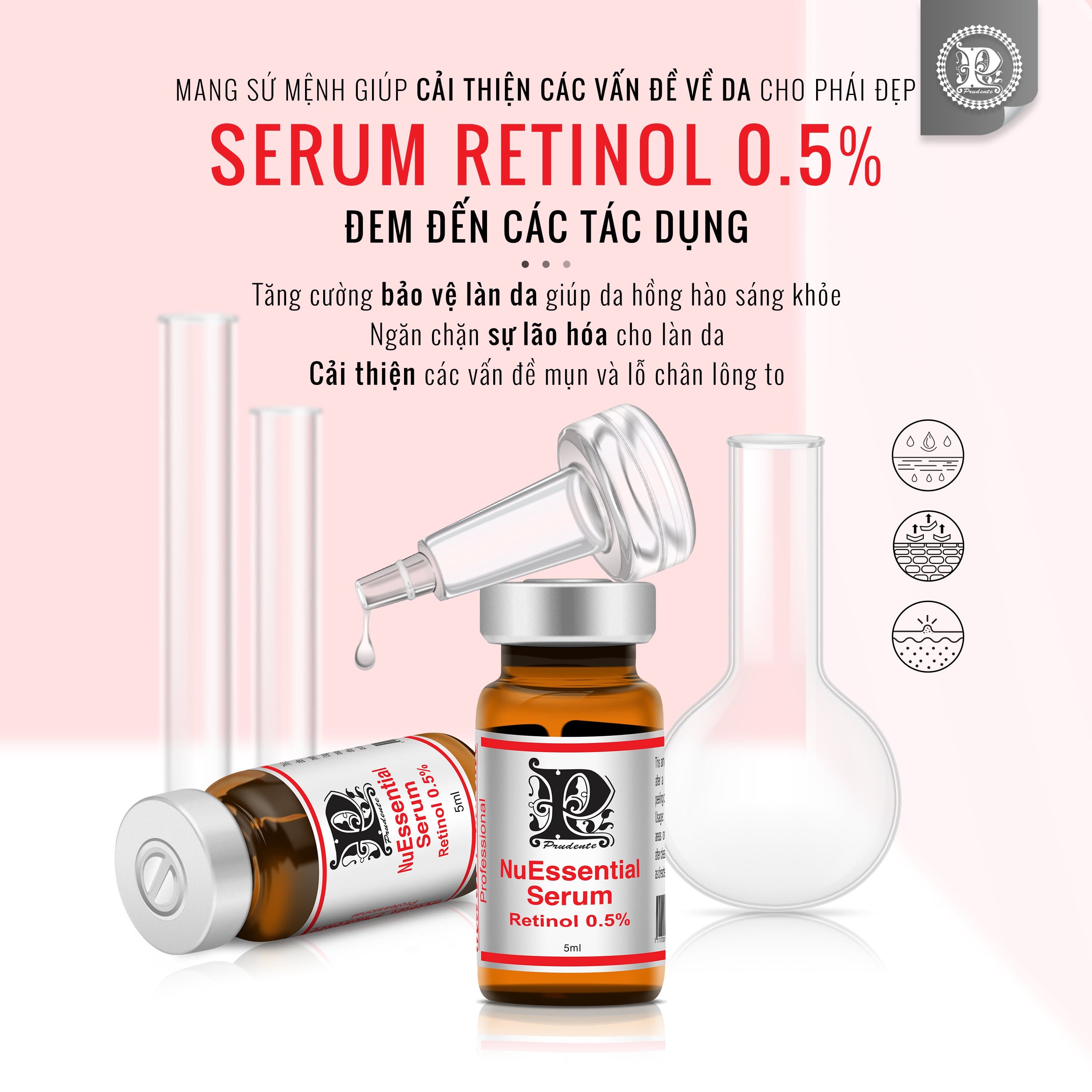 NuEssential Serum Retinol 0.5% Vitamin B 1% Mibiti Prudente Trẻ Hóa Da Tăng Sinh Collagen Da Căng Mịn Se Khít Lỗ Chân Lông