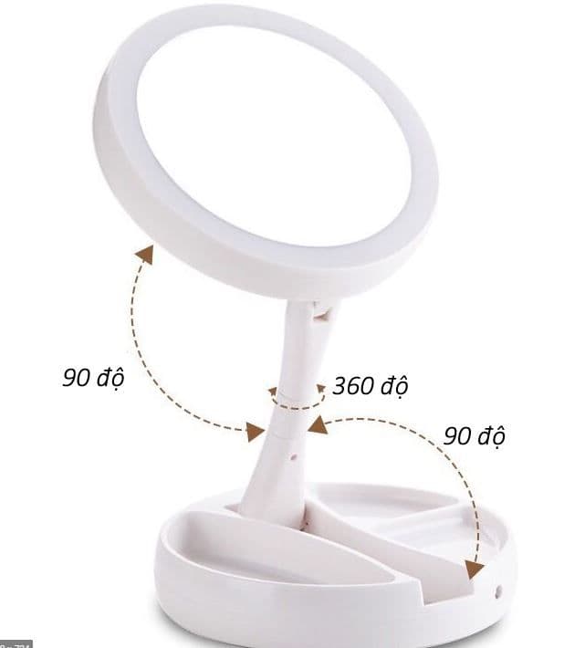 Gương Trang Điểm Để Bàn Gấp Gọn Có Đèn LED