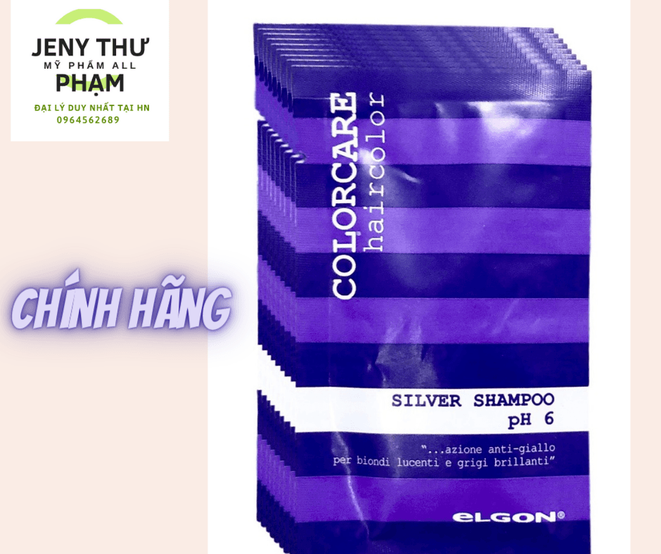 【Chính Hãng】【Siêu Rẻ 】Dầu Gội Tím khử vàng Elgon Silver Shampoo PH6 giữ bền màu tóc khói xám bạch kim gói 10 ML