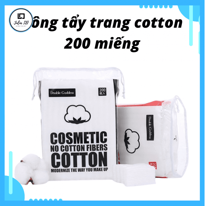 Bông tẩy trang cotton 4 lớp cao cấp chất liệu 100% bông tự nhiên - Bông skincare 50 - 200 miếng JULIA LD