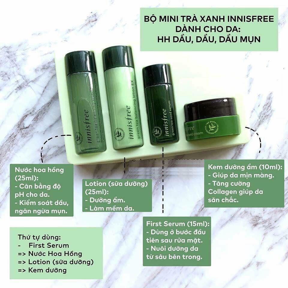 BỘ KEM DƯỠNG 4 MÓN INNISFREE GREEN TEA SPECIAL KIT EX