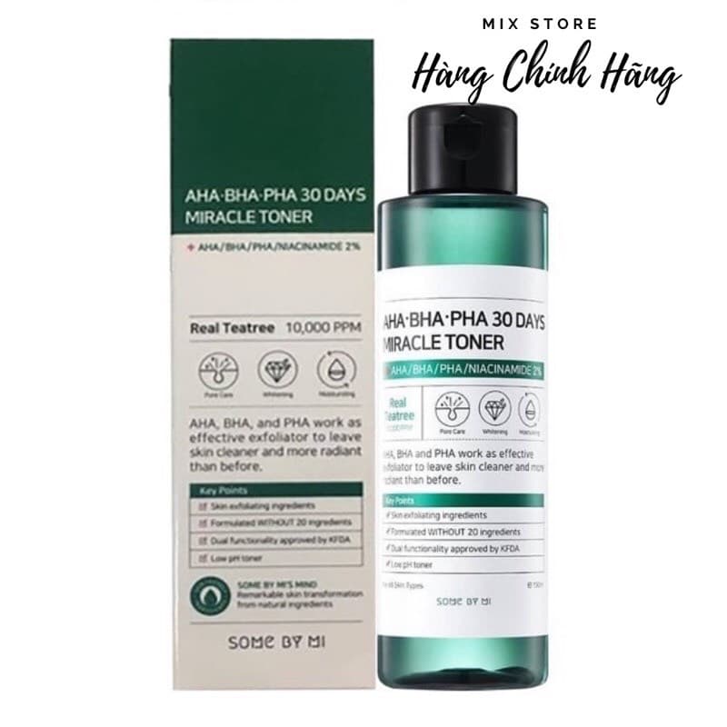 Nước Hoa Hồng Giảm Mụn Some By Mi AHA-BHA-PHA 30 Days Miracle Toner 150ml