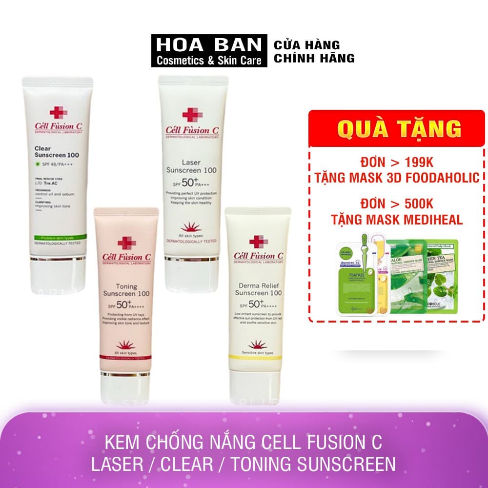 (Đủ bill) Kem chống nắng Cell Fusion C laser / clear / toning suncreen đỏ / xanh chất lượng sản phẩm đảm bảo và cam kết hàng đúng như mô tả