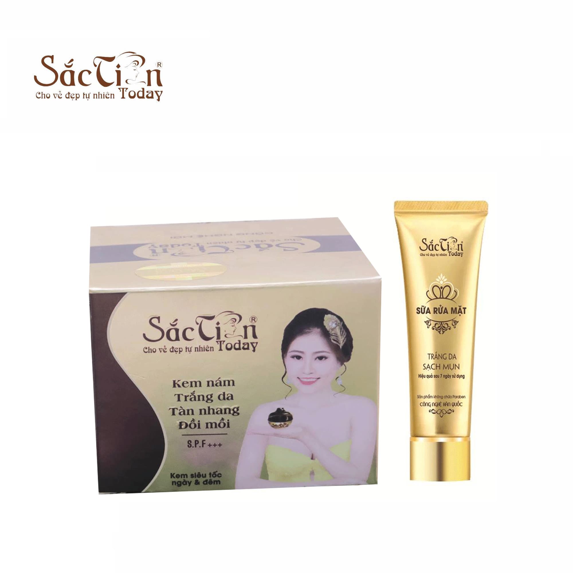 Combo Kem nám trắng da tàn nhang đồi mồi 15g và Sữa rửa mặt Sắc Tiên Today Vip công nghệ Hàn Quốc