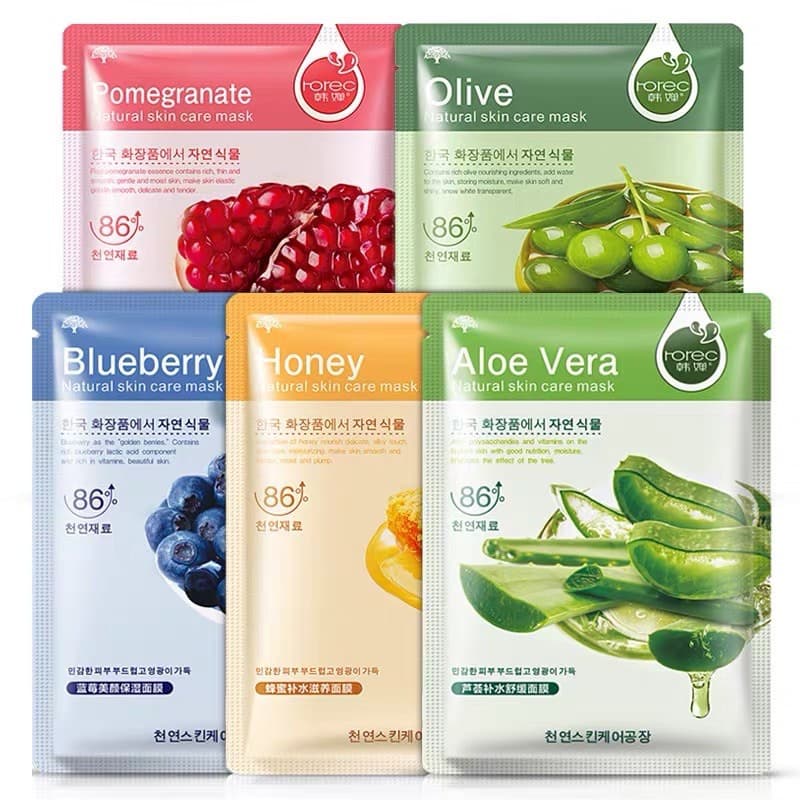 Mặt nạ 9 loại trái cây rorec natural skin care mask dưỡng da làm đẹp mimomarthn