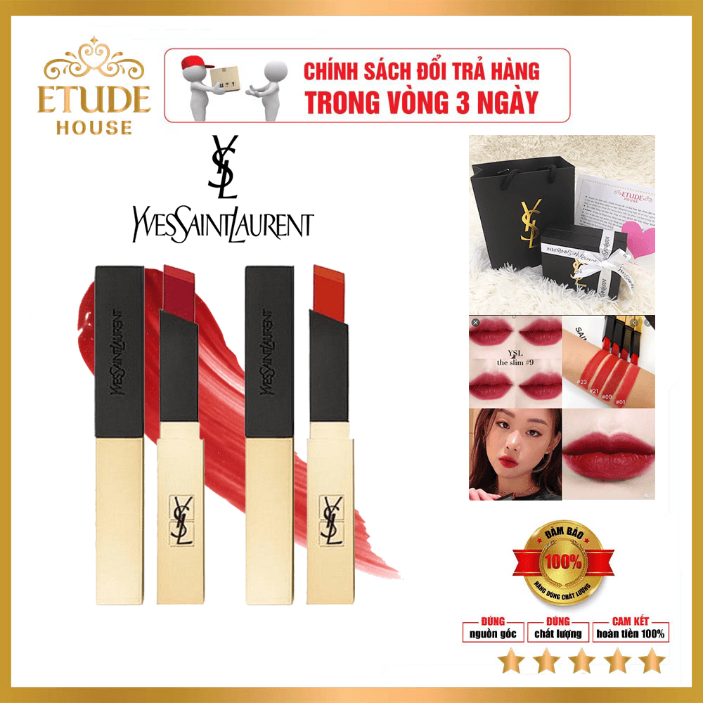 Son môi YSL rouge pur couture The Slim (vỏ vàng) - đủ bill - full box.
