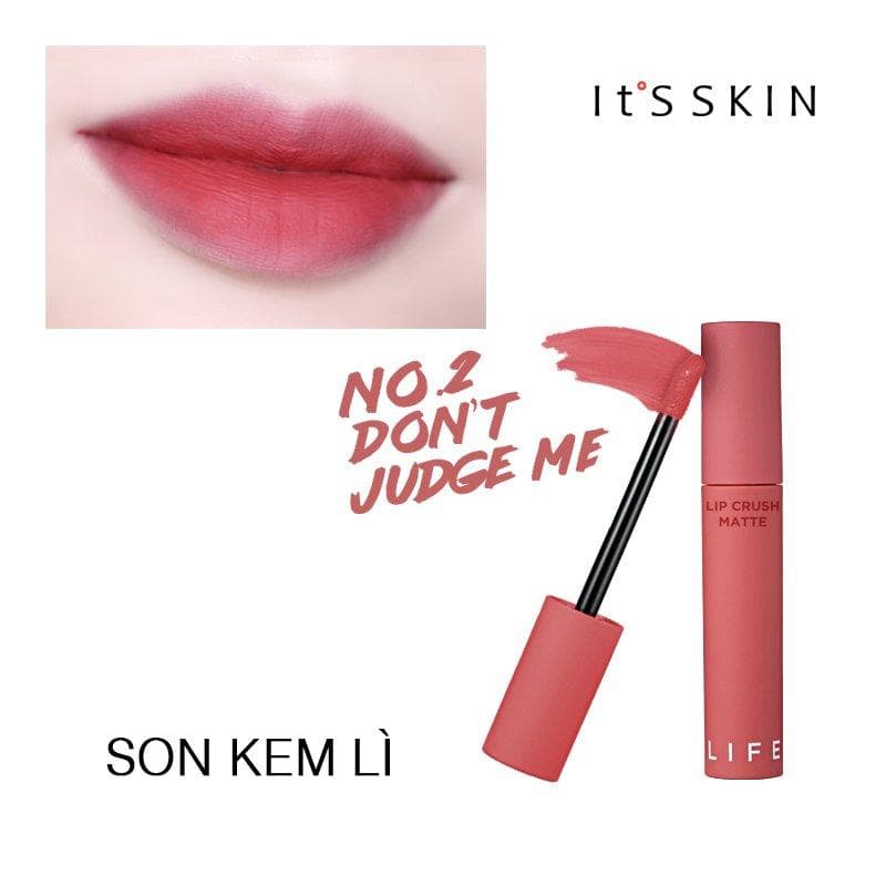 Son kem siêu lì Its Skin Life Color Lip Crush Matte #02 hồng cam