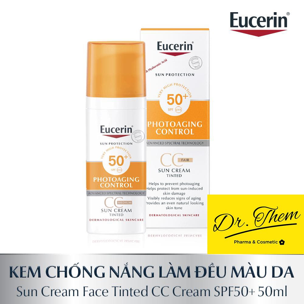 Kem Chống Nắng Làm Đều Màu Da Eucerin Sun Creame Face Tinted CC Cream SPF50+ 50ml (Tông Màu Da Tự Nhiên)