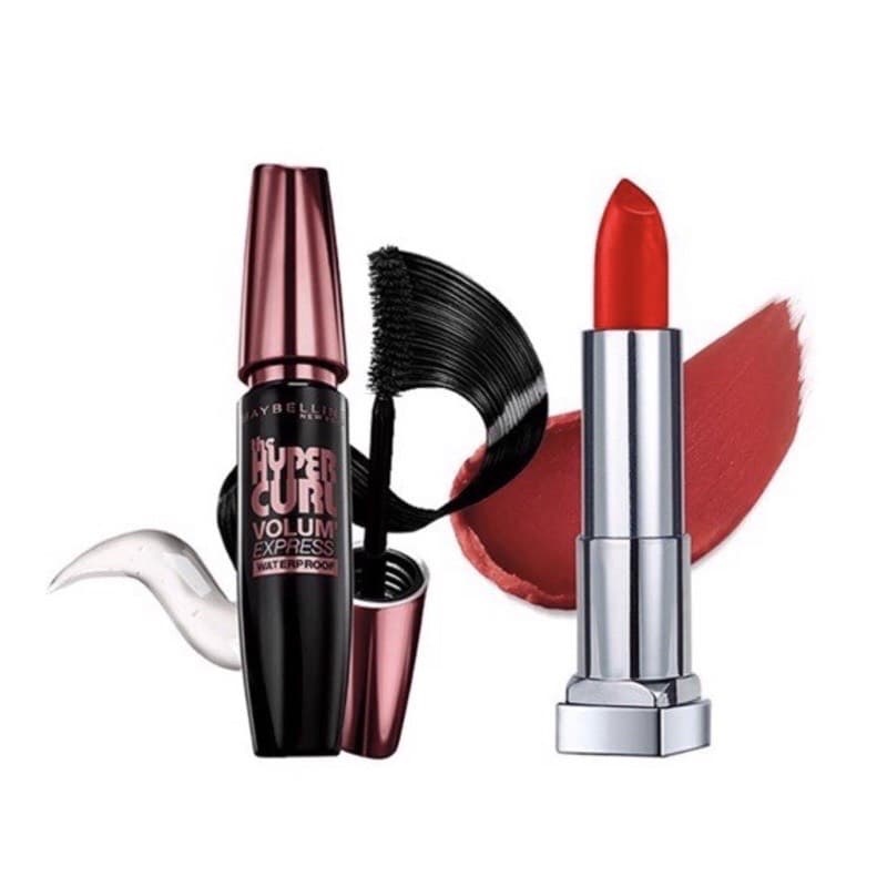 Combo Mascara Làm Cong Mi Maybelline Hyper Curl Đen 9.2ml Và Son Lì Mịn Môi Maybelline Creamy Matte 690