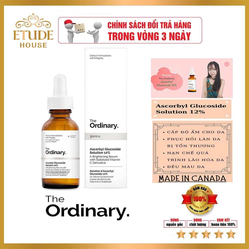 serum siêu dưỡng Sáng da Chống Lão Hóa The Ordinary AscorbylGlucoside Solution 12% 30 mL