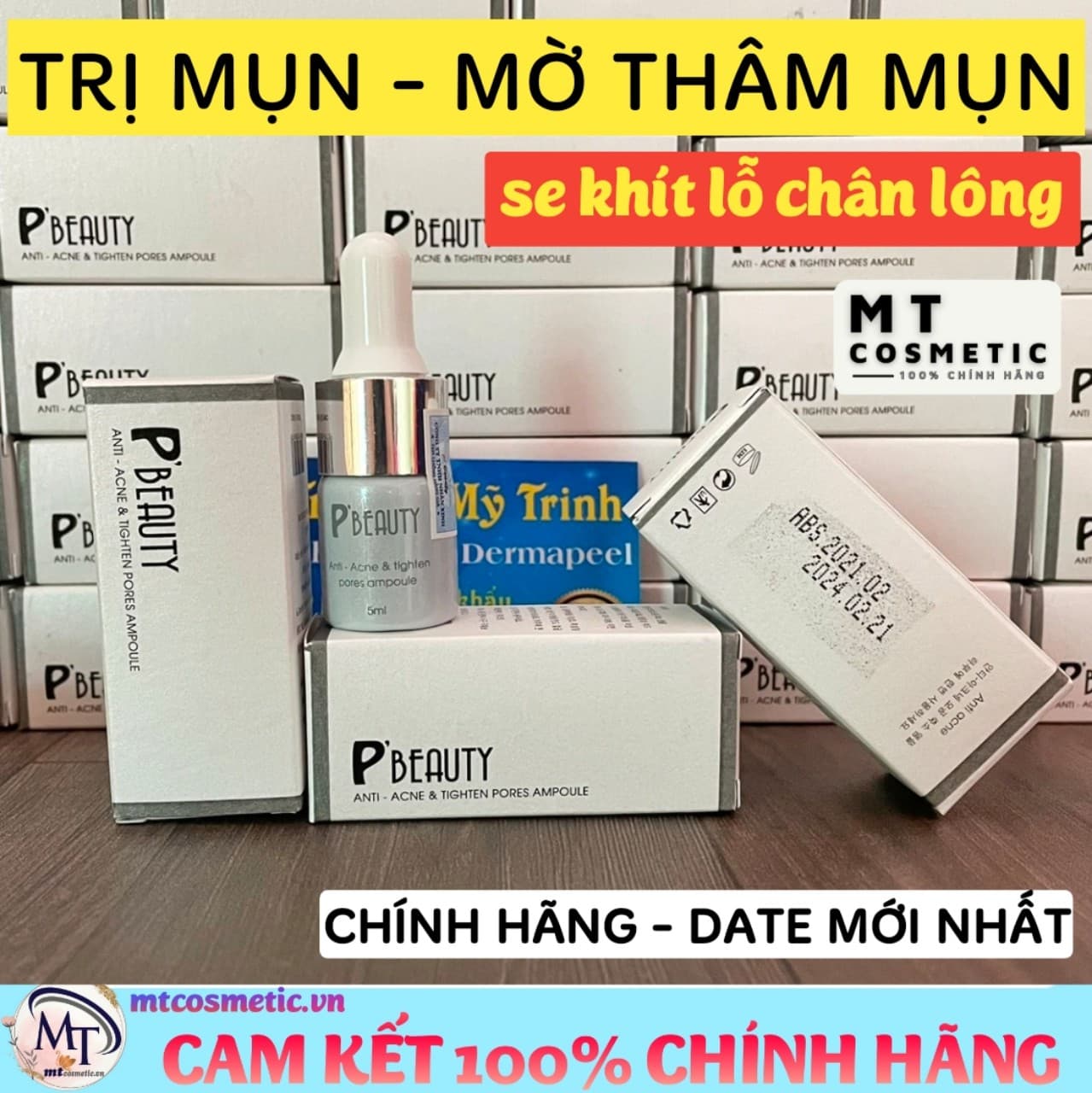 Serum đường đen Anti Acne Ampoule 5ml - PBEAUTY - Hết mụn mờ thâm mụn - se khít lỗ chân lông - Serum đường đen mẫu chai trắng