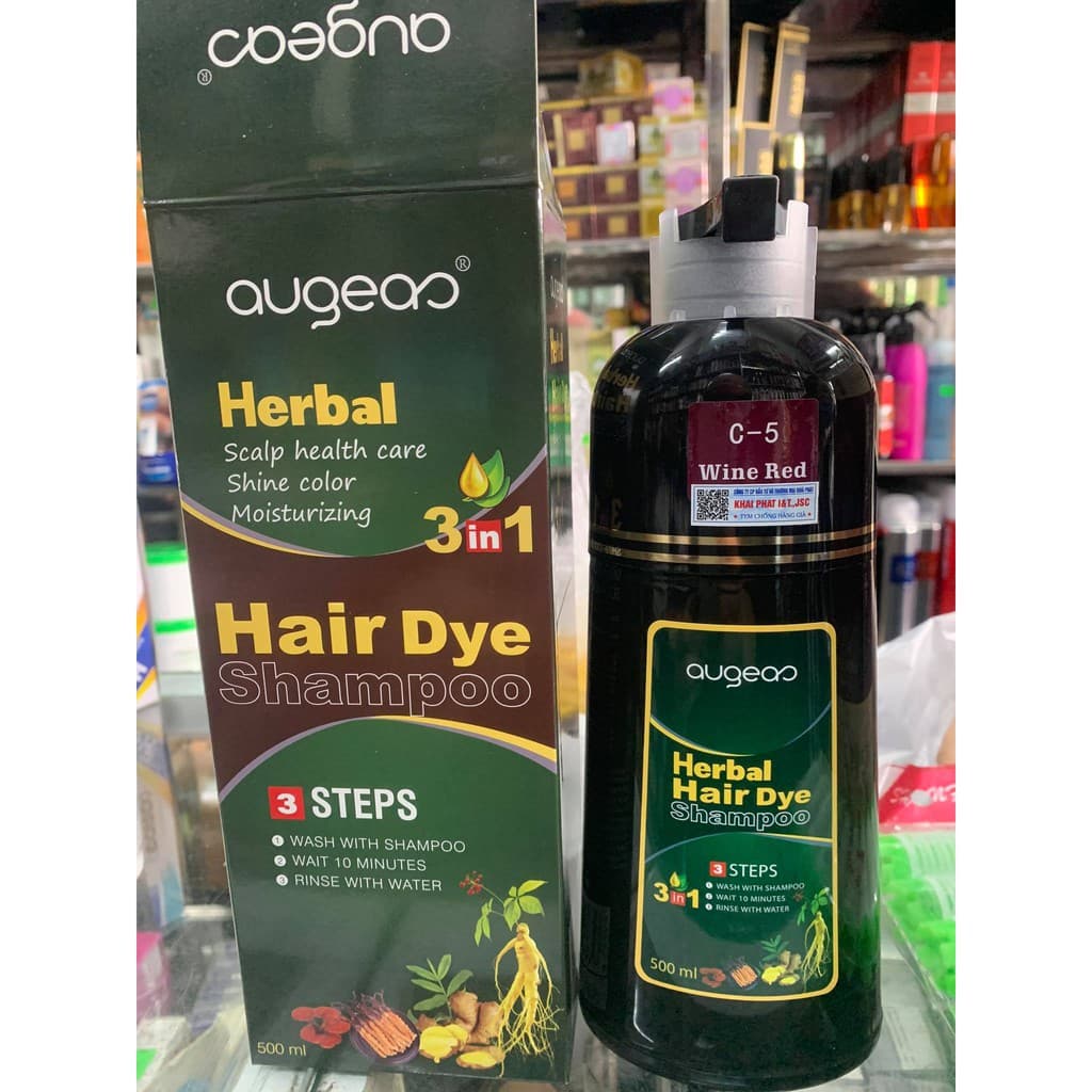 Dầu gội màu phủ bạc thảo dượcc không dính da đầu Augeas 500ml