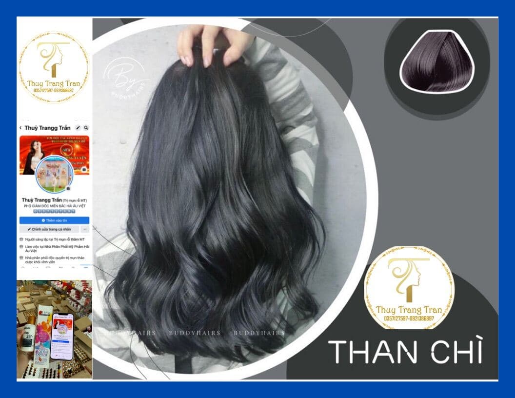 Sét Thuốc Nhuộm Tóc Than Chì Kèm Oxi Trợ Nhuộm và Gang Tay