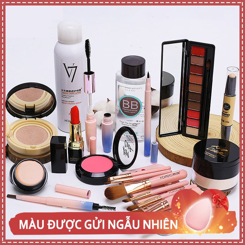 ANYAR-Bộ 13 cái Bộ trang điểm HCHANA Bộ hoàn chỉnh Bộ mỹ phẩm dành cho người mới bắt đầu Cô gái trang điểm nhẹ không thấm nước Đồng phục sinh viên tông màu da Kem che khuyết điểm Hộp đựng cọ trang điểm miễn phí