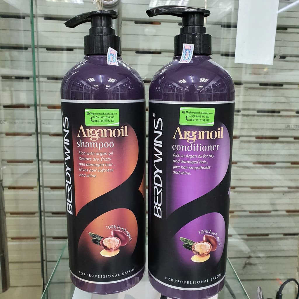 DẦU GỘI XẢ BERDYWINS ARGAN OIL 1000ML X2