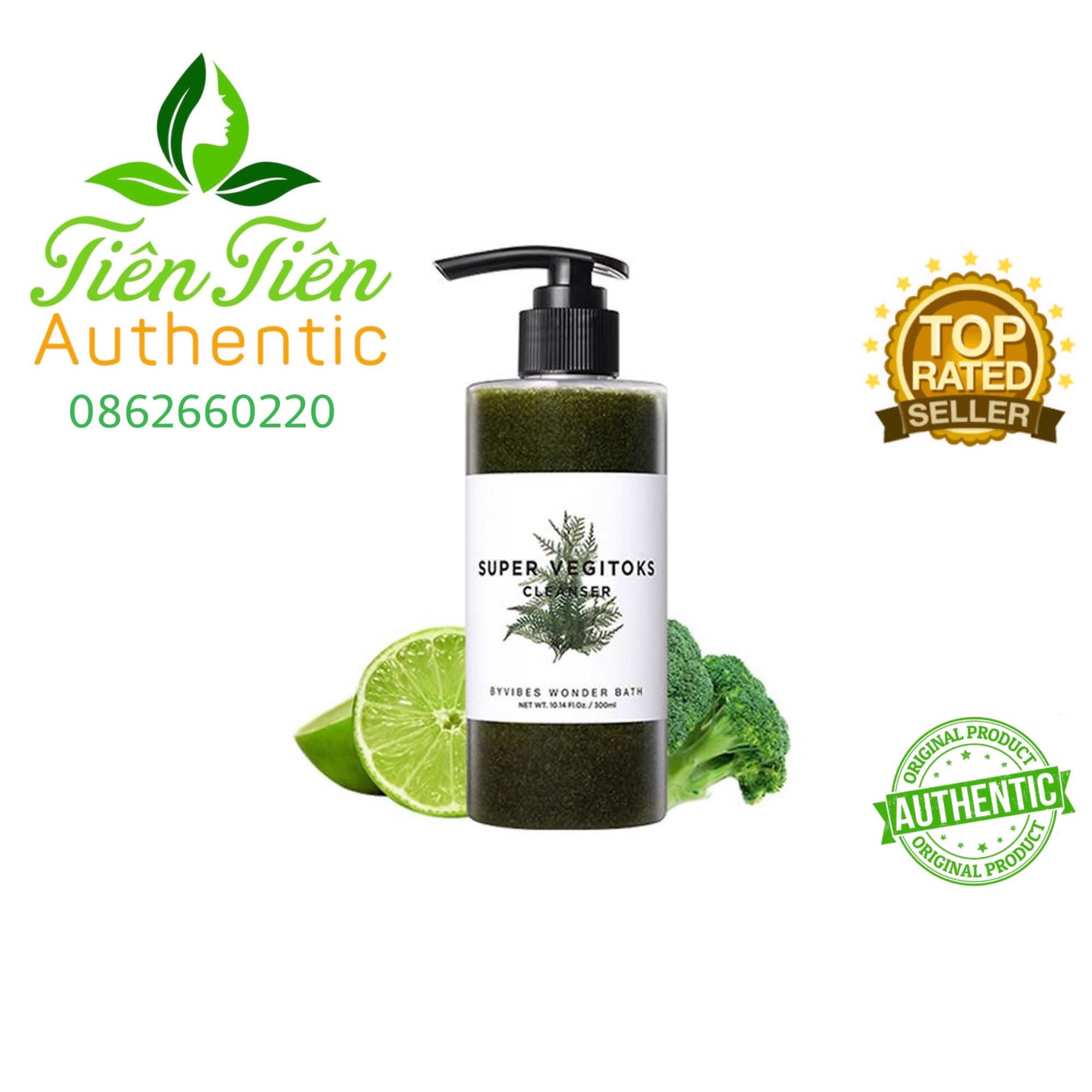 Sữa rửa mặt rau củ Super Vegitoks Cleanser thải độc da - xanh