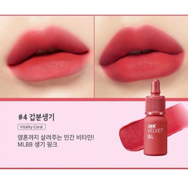 Son Kem Lì Peripera Ink The Velvet 4g No.4 Vitality Coral