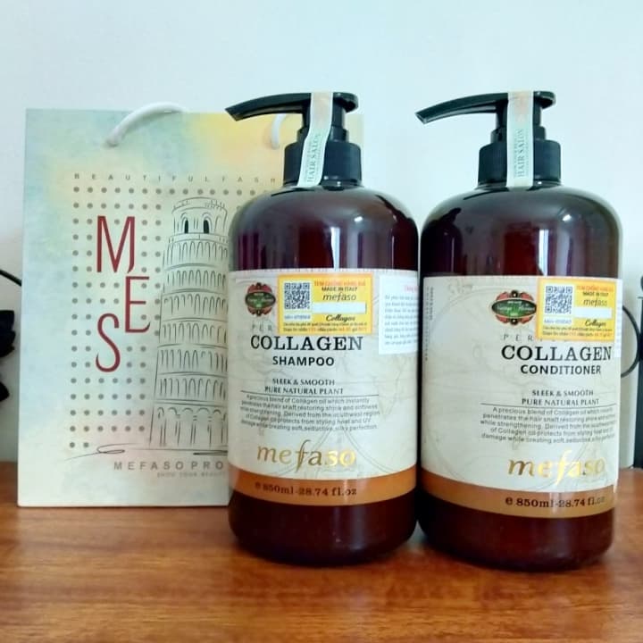Bộ dầu gội + dầu xả Collagen Argan Mefaso – Ý
