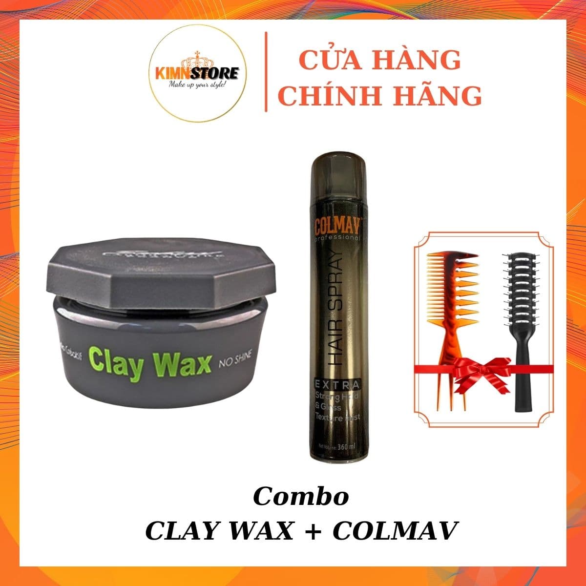 Combo Sáp vuốt tóc CLAY WAX 100G + Gôm xịt tóc COLMAV Hair Spray 360ml