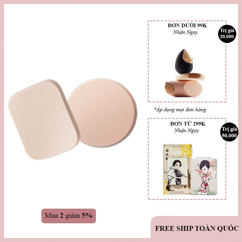 Mút trang điểm SET 2 BÔNG Bông tán kem Mút tán phấn Miếng mút trang điểm siêu Cute đẹp mịn đàn hồi cực tốt (màu ngẫu nhiên)(KHUYẾN MÃI 3 NGÀY)