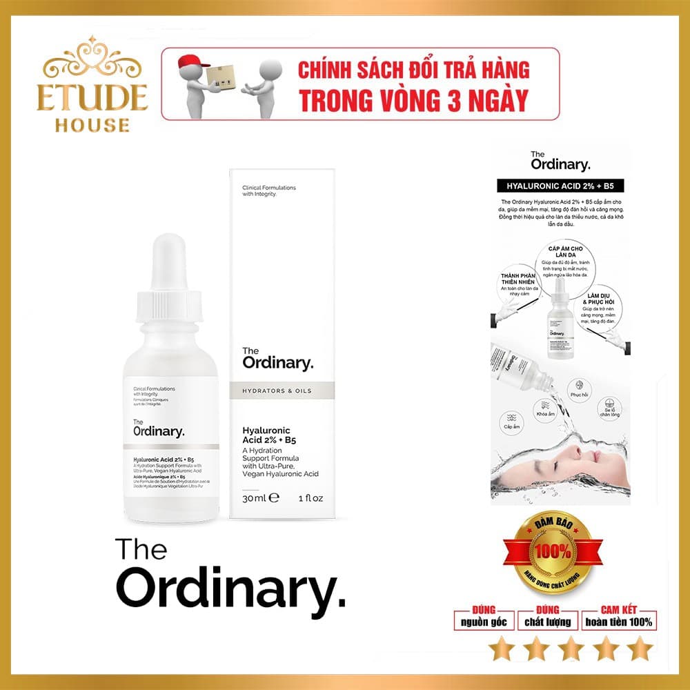 Tinh Chất cấp nước siêu dưỡng ẩm mịn màng căng mọng The Ordinary - Hyaluronic Acid 2% + B5 serum