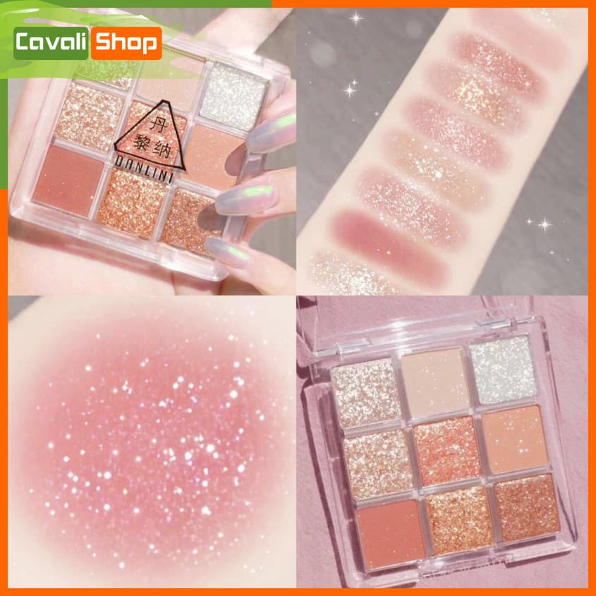 Phấn mắt 9 ô Dikalu nhũ lì - CAVALI - Hàng nội địa Trung gồm các tone màu thời thượng
