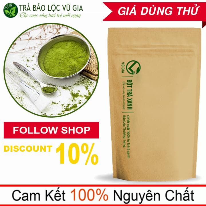 Bột Trà Xanh Nguyên Chất Vũ Gia (50g/túi) - Hỗ trợ đắp mặt chăm sóc da tẩy tế bào chết trắng mịn da hiệu quả - Đã được kiểm nghiệm y tế
