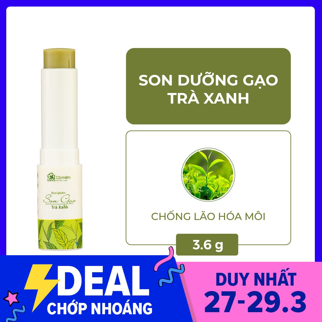 Son Dưỡng Môi Không Màu - Son Dưỡng Trà Xanh - Son Dưỡng Chống Lão Hóa Môi Dưỡng Mềm Môi Cỏ Mềm
